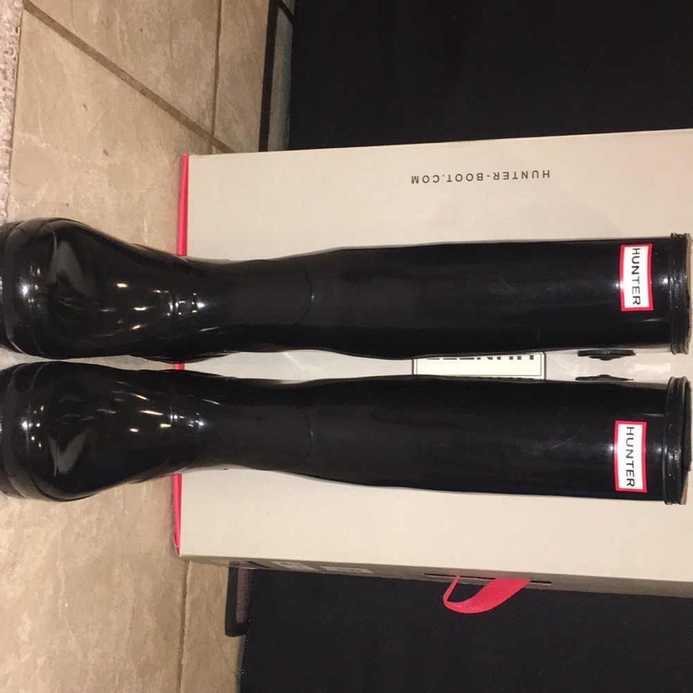 Black Gloss Tall Hunter Boots